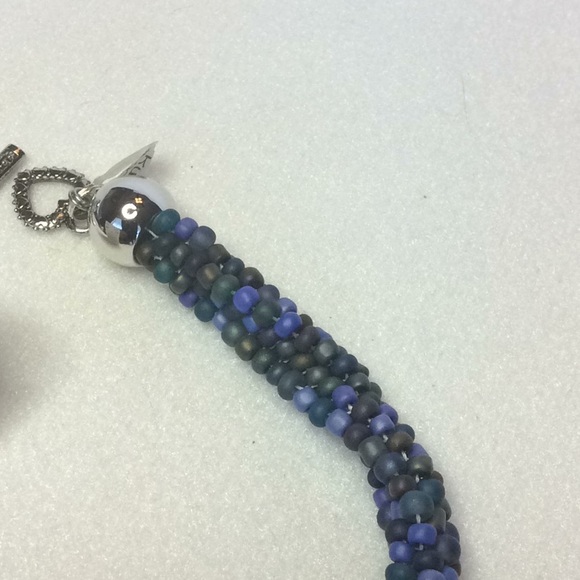 FINAL SALE PRICE Bluish and Dark Purple 3 Pc. Beaded Jewelry Set - Picture 2 of 6